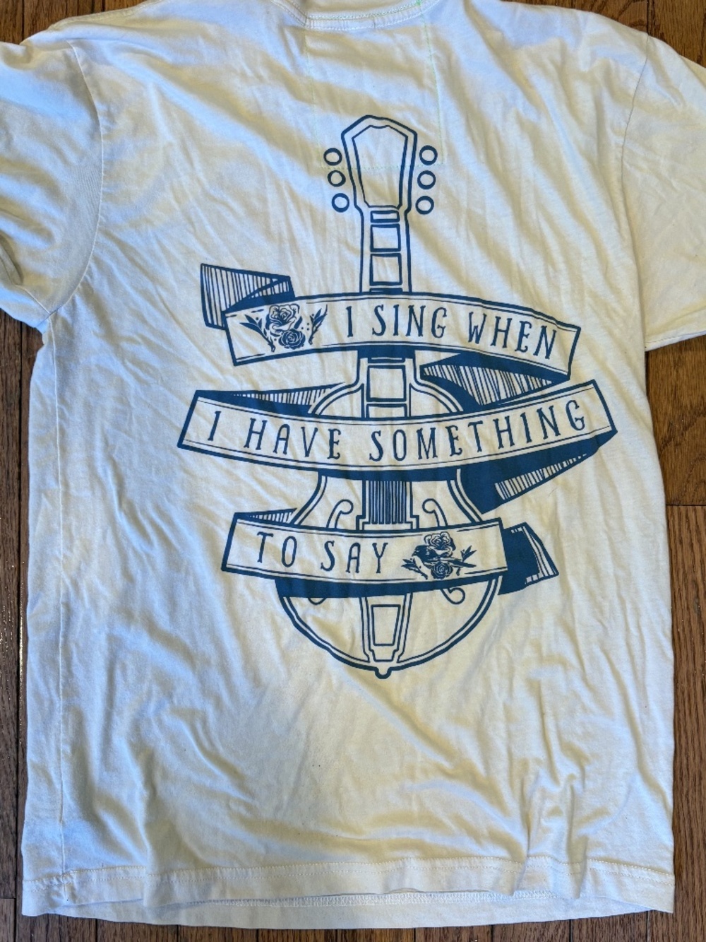 Aviator Nation Cream Graphic Tee Guitar Print Unisex Sz M
